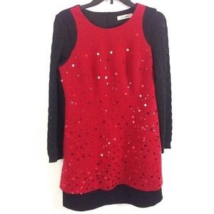 Sequined Red Sheath Dress Size S
